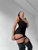 JUMPSUIT WITH GARTERS, collection SHADOW, Mesh, Black, L