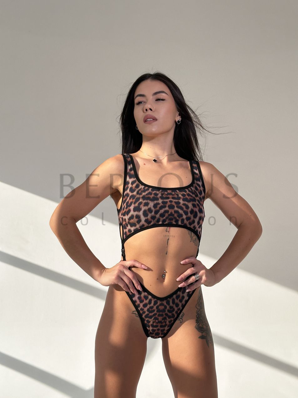 BODY, collection LEO, Lycra/Mesh, Black/Leo, L