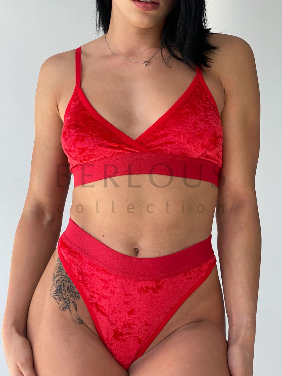 SET TOP AND BOTTOM, collection PEACH, Velvet, Red, L