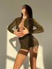 SET TOP AND LACE UP SHORTS, collection SHINE, Lurex, Gold, XS