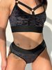 SET TOP AND PANTIES, collection PEACH, Velvet, Black, L