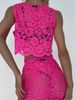 SET top, swing-blouse, trousers, collection LACE, guipure Pink, L