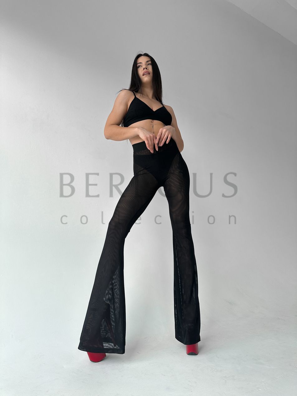TROUSERS, collection SHADOW, Mesh, Black, L