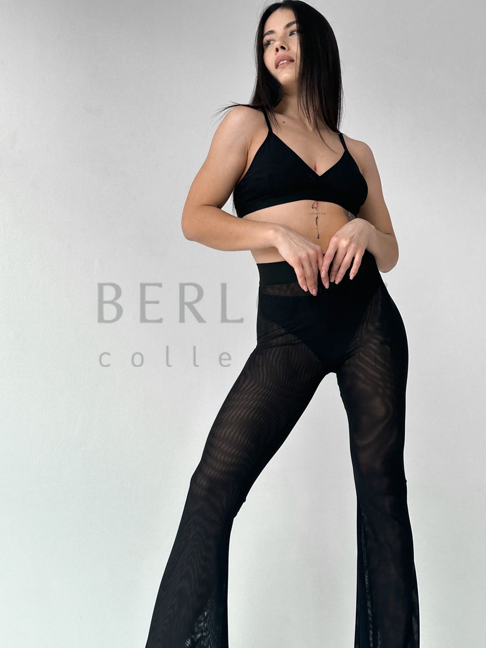 TROUSERS, collection SHADOW, Mesh, Black, L