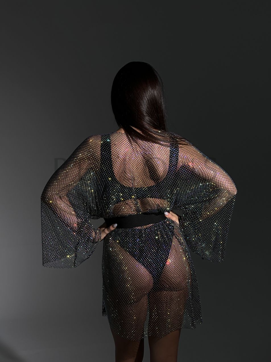 KIMONO, collection VEIL, Mesh, Black, XS