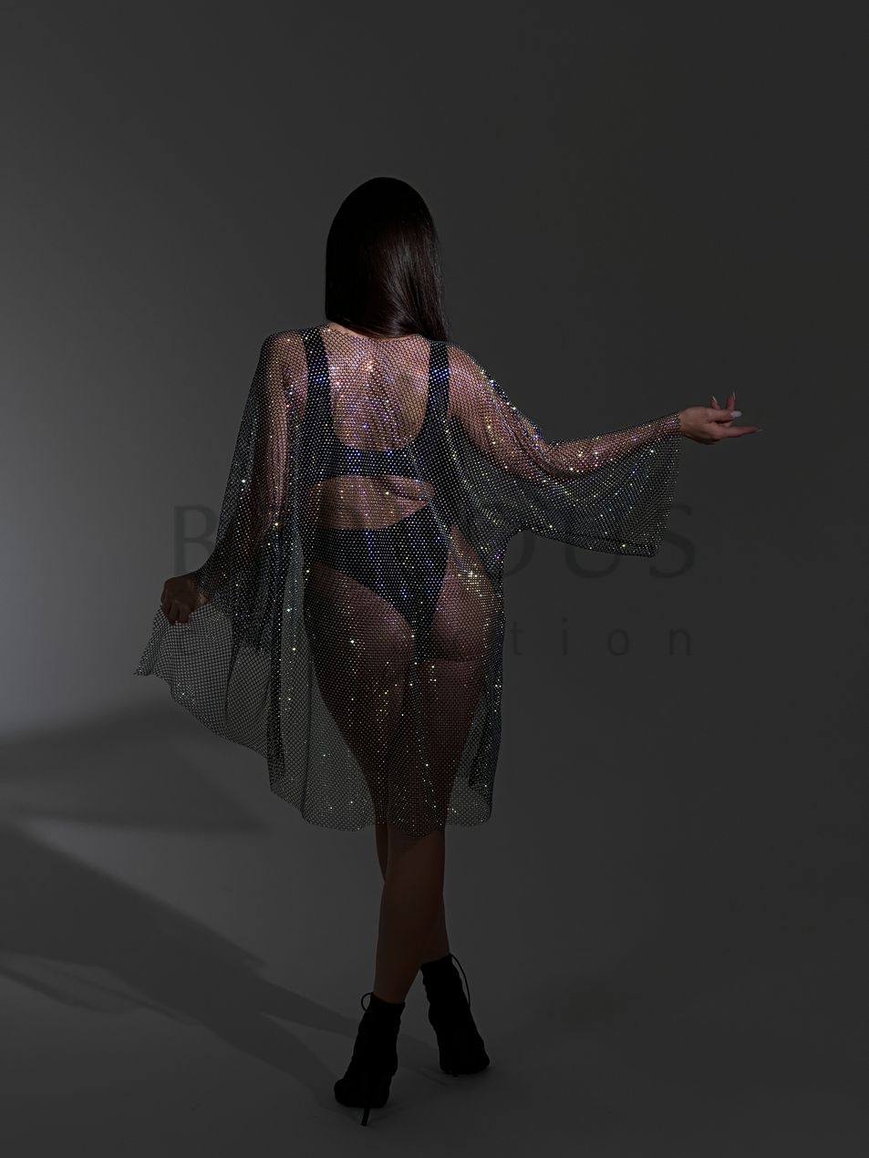 KIMONO, collection VEIL, Mesh, Black, XS