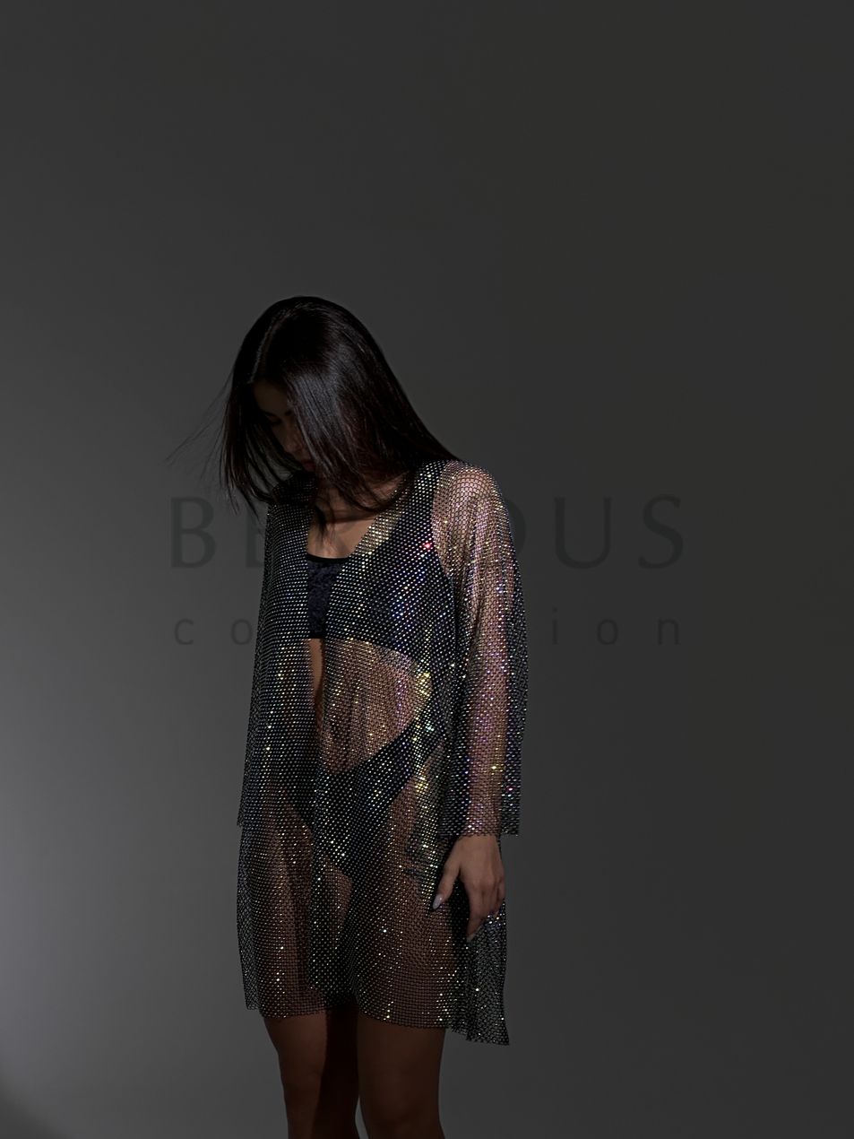 KIMONO, collection VEIL, Mesh, Black, XS