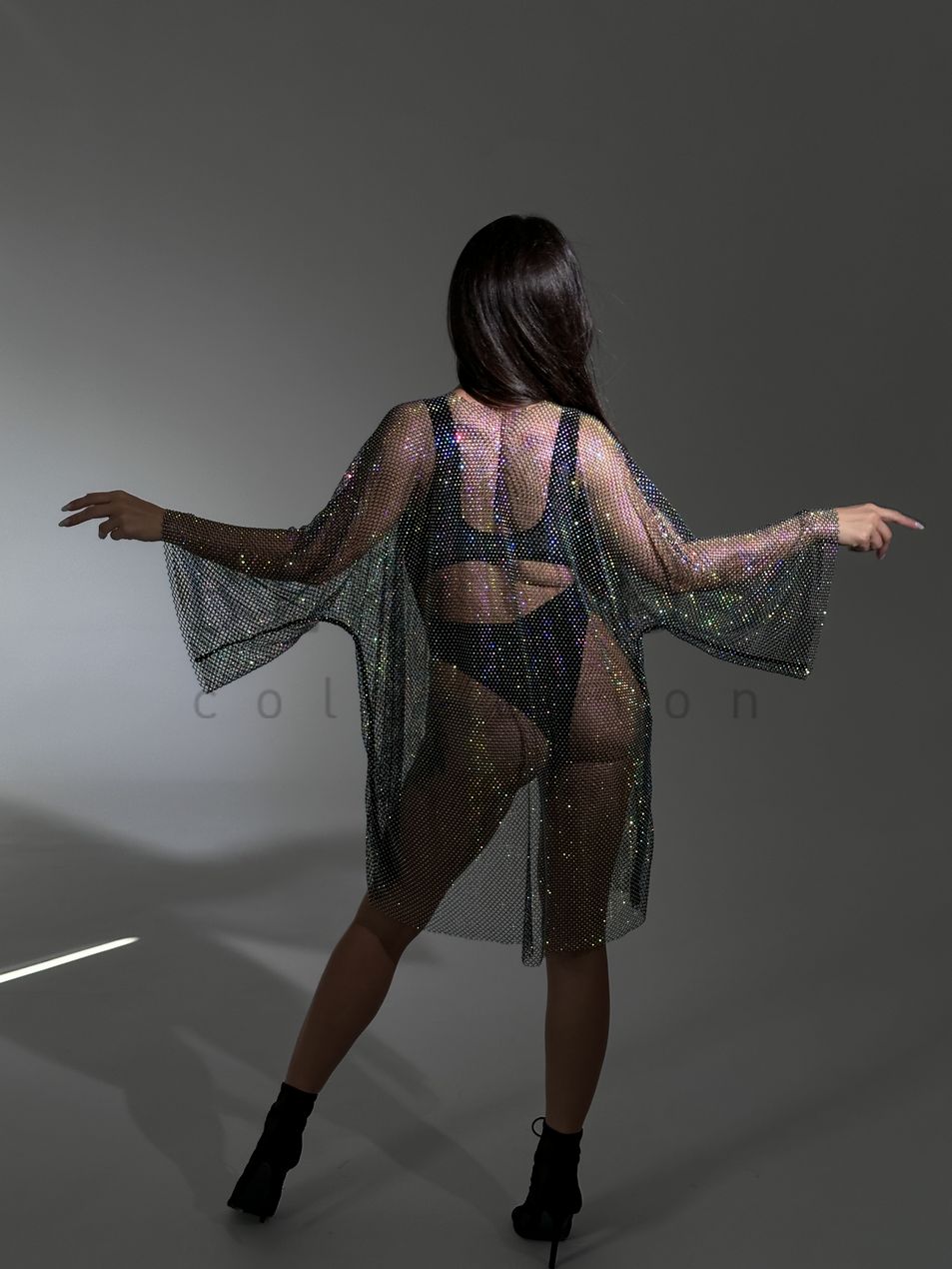 KIMONO, collection VEIL, Mesh, Black, XS