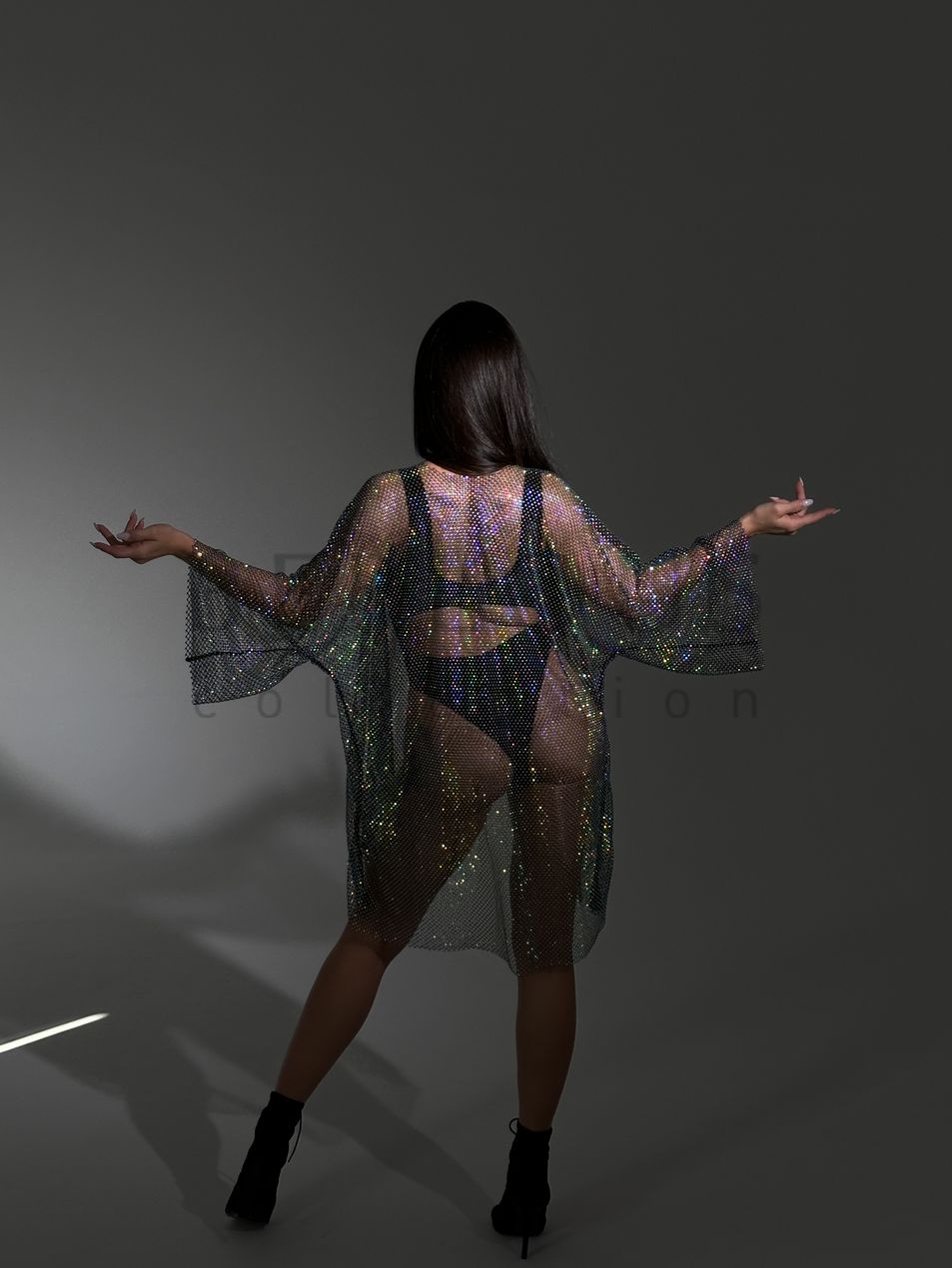 KIMONO, collection VEIL, Mesh, Black, XS