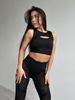 SET TOP AND LEGGINGS, collection SHADOW, Mesh, Black, L